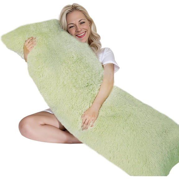 ANHXN Fluffy Body Pillow, Shaggy Long Pillows , Cozy Hug Pillow for Sleeping, Room Decor & Gift, Adjustable Filling with Washable Cover