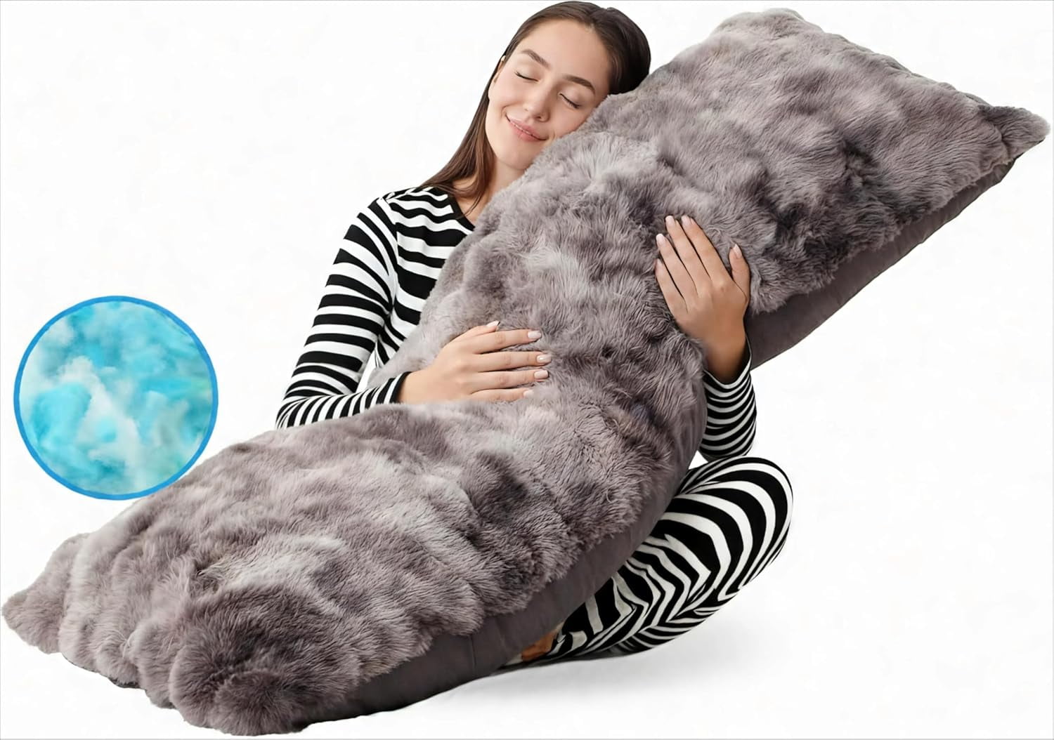 ANHXN Fluffy Bubble Body Pillow –Plush Body Pillow for Sleeping & Lounging, Dual-Sided Soft Cover with Adjustable Memory Foam Filling,