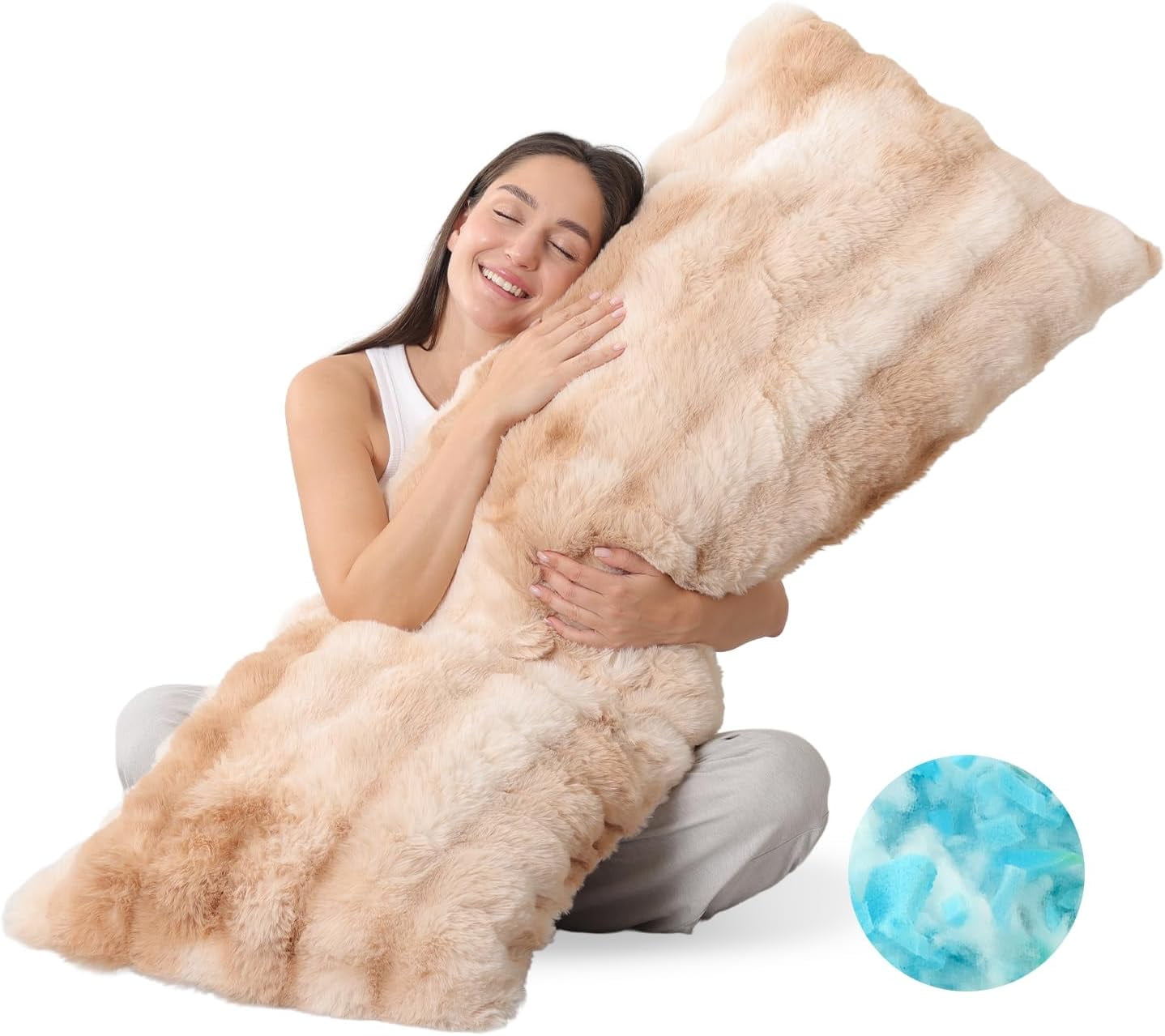 ANHXN Fluffy Bubble Body Pillow –Plush Body Pillow for Sleeping & Lounging, Dual-Sided Soft Cover with Adjustable Memory Foam Filling,