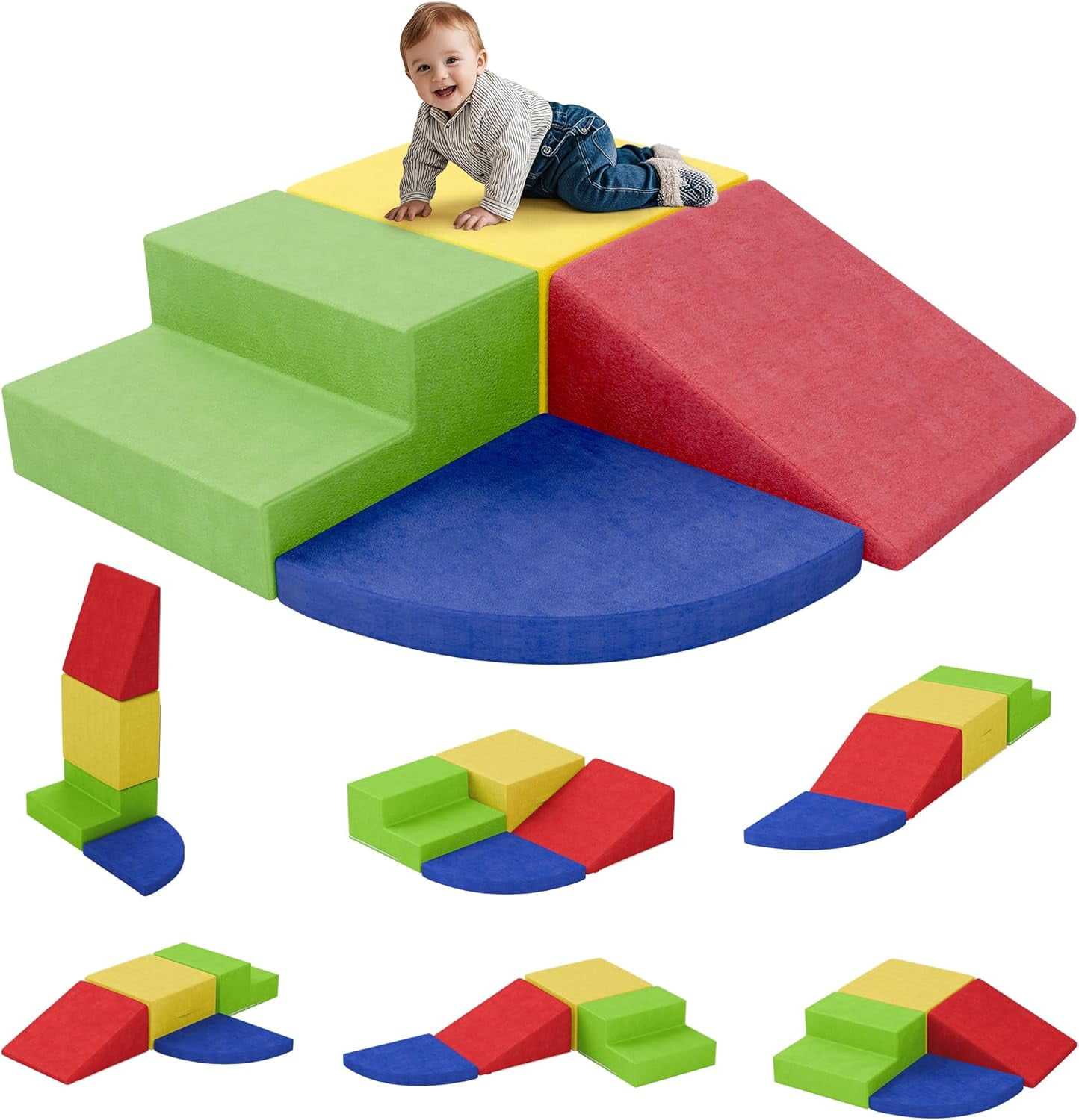 ANHXN Foam Climbing Blocks for Toddlers, 4-Piece Corner Soft Play ...