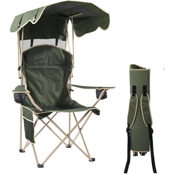 ANHXN Folding Canopy Camp Chair for Outdoors Shade Canopy Portable Chair Camping, Tailgates, Beach, Pool, Lawn Chair Sunshade Travel Chair Folding Camping Chair