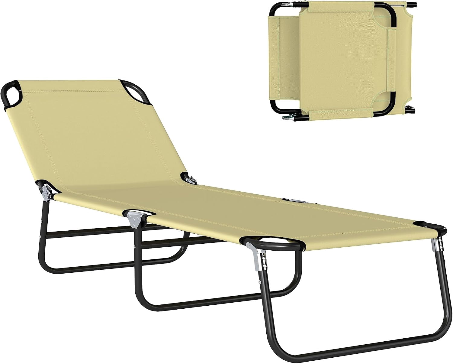 ANHXN Folding Chaise Lounge Chair with Adjustable Back Breathable Mesh