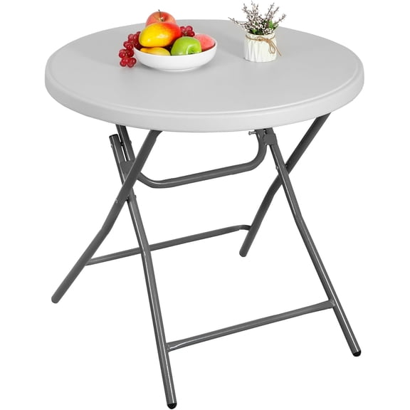 ANHXN Folding Table, Fold in Half, Heavy Duty Portable Plastic w/Handle for Picnic Party Camping Dining Indoor Outdoor