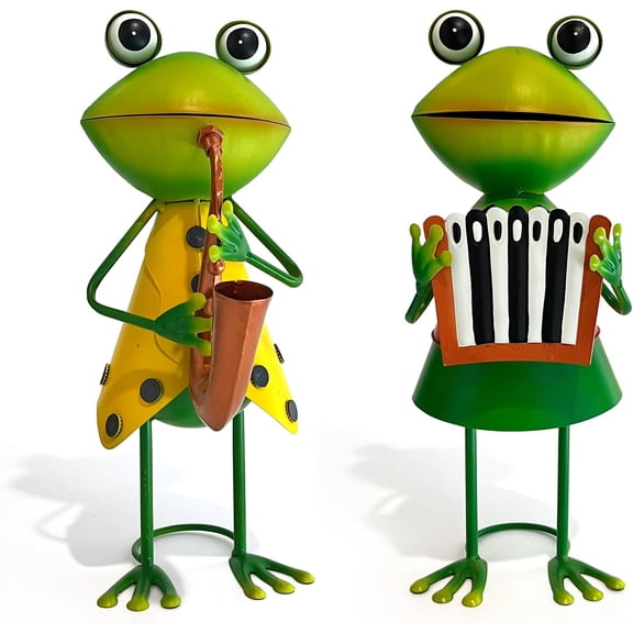 ANHXN Frog Metal Yard Art - 3D Frog Outdoor Statue - Cute Metal Figurine - Christmas Holiday Lawn Patio Yard Garden Decor Gardening Gifts