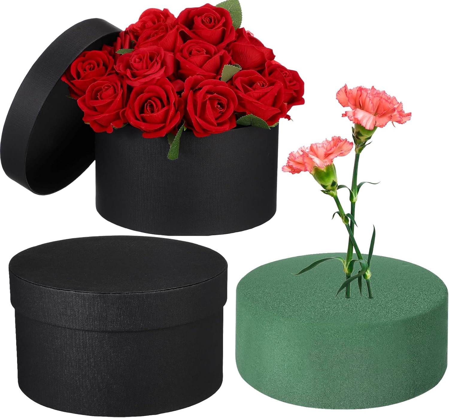 ANHXN Gift Boxes with Lids Floral Foam Set Round Boxes Flower Arrangements Supplies Round Floral Foam for Flowers for Mother's Day Bridesmaid Wedding(1 piece
）