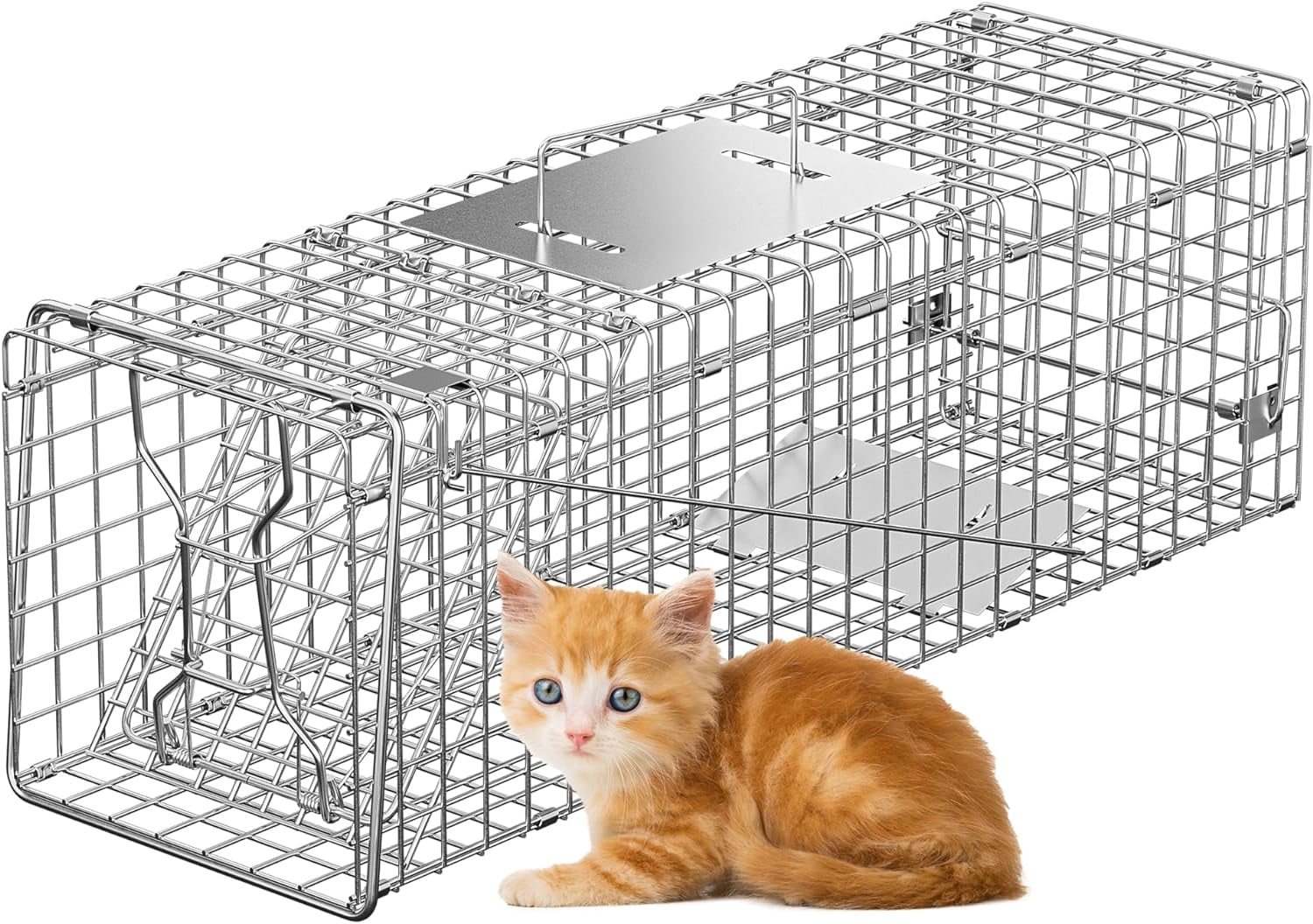 ANHXN Humane Live Animal Cage TrapSteel Catch Release Rodent Cage for Rabbits, Groundhog, Stray Cat, Squirrel, Raccoon, Mole, Gopher, Chicken, Opossum, Skunk, Chipmunk