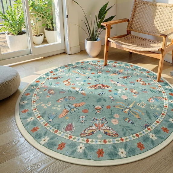 ANHXN Insect Print Area Rugs for Living Room, Soft Washable Rugs for Bedroom Ultra-Thin Non Slip Modern Rug, Stain Resistant Throw Rug Carpet for Office Dining Room