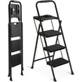 thumbnail image 1 of ANHXN  Ladder with Tool Tray, Folding Step Stool with Wide Anti-Slip Pedal and Handgrip, Heavy Duty Steel Step Ladder for Home Kitchen Office Shop, 1 of 8
