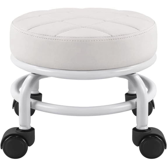 ANHXN Low Roller Seat PU Leather Rolling Stool with Wheels for Manicure, Mechanic,Home Office, Garage Shop