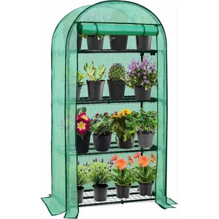 ANHXN Mini Greenhouse with Wire Shelves, Portable Indoor & Outdoor Green House