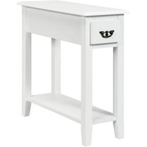 ANHXN Narrow End Table, Slim Side Table with Drawer and Open Shelf, Small End Tables for Small Spaces, Narrow Nightstand Bedside Table for Living Room Bedroom