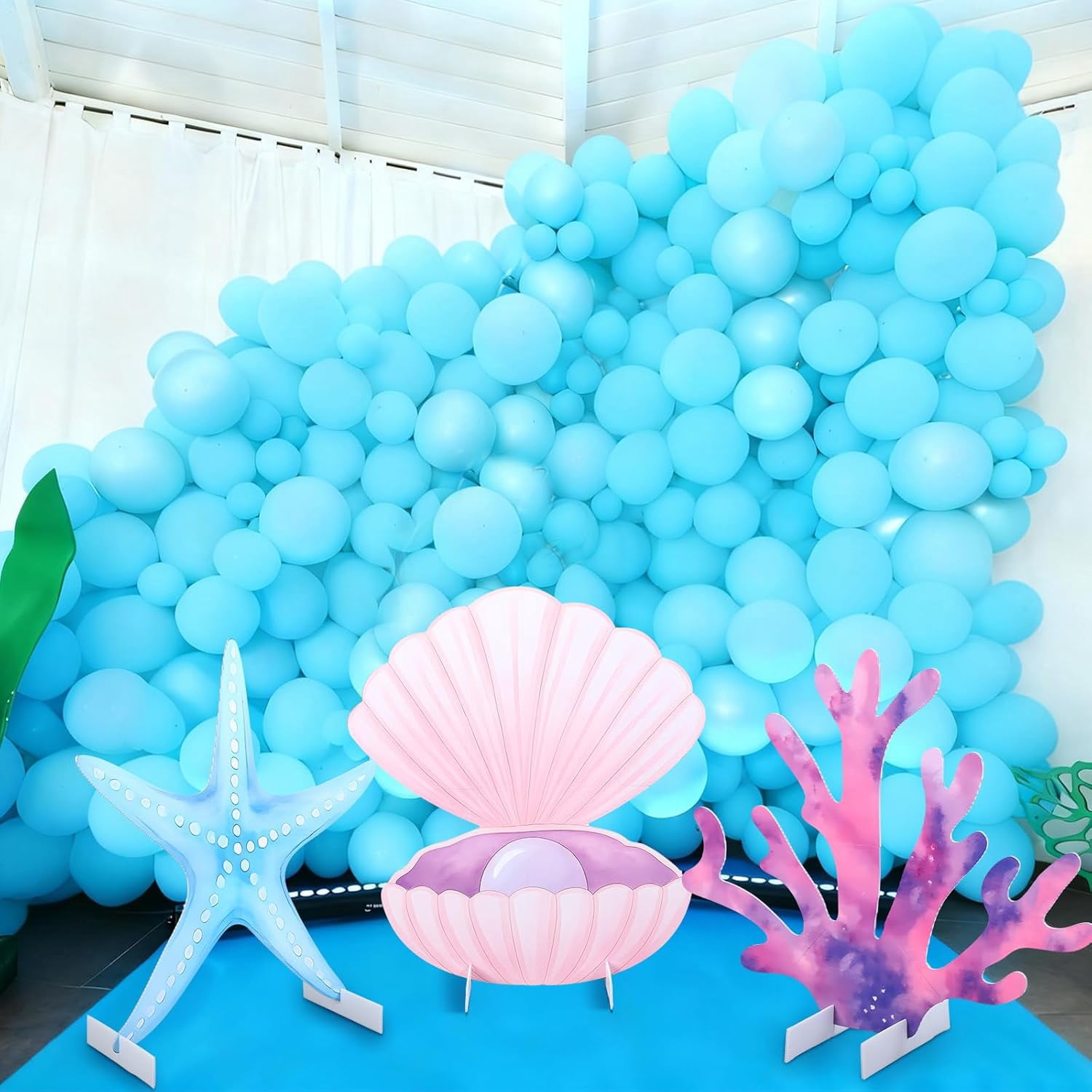 ANHXN Ocean Party Stand, Underwater Party Decoration Set, Birthday Gift, Suitable for Baby Baptism Photo Booth Props. Different themes to choose from