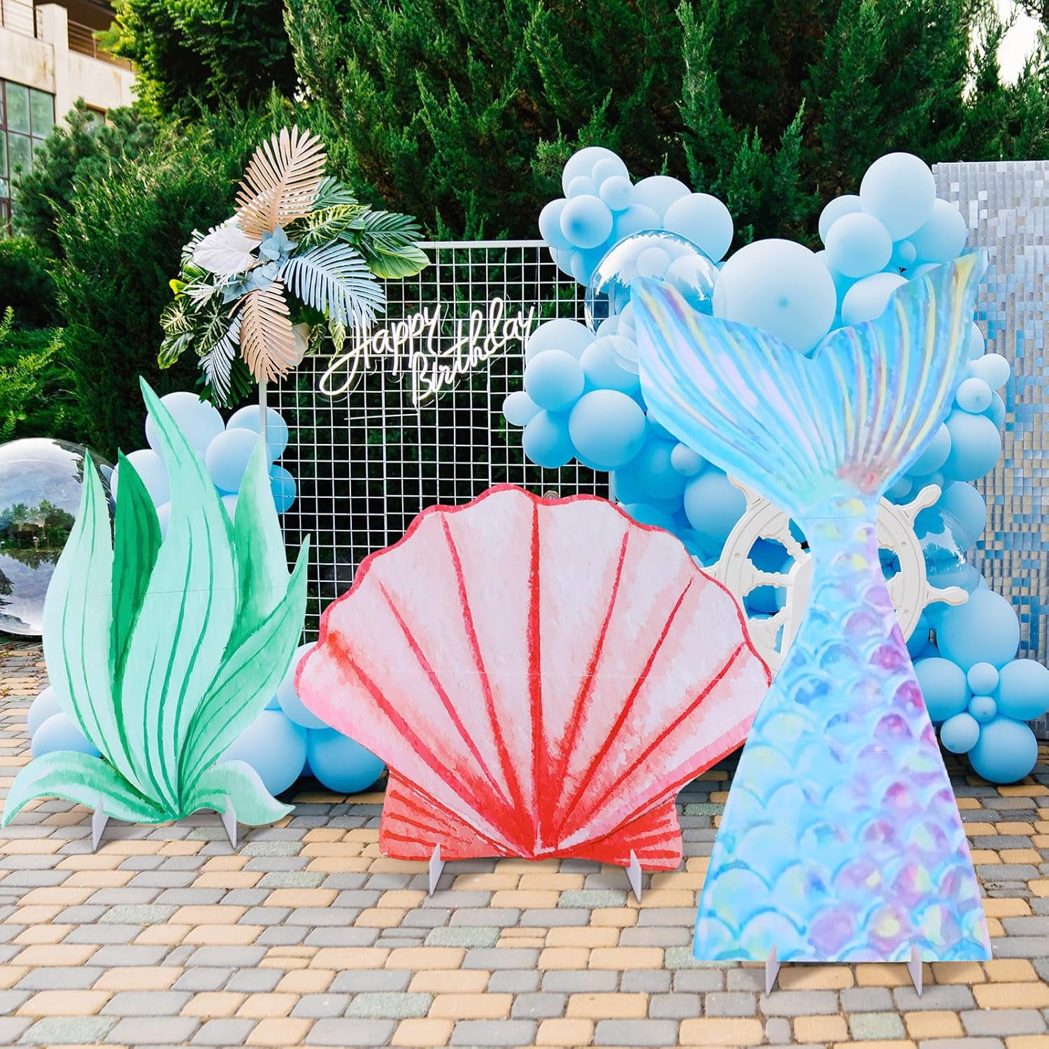 ANHXN Ocean Party Stand, Underwater Party Decoration Set, Birthday Gift, Suitable for Baby Baptism Photo Booth Props. Different themes to choose from
