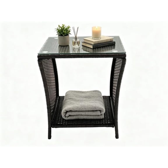 ANHXN Outdoor Wicker Rattan Side Table