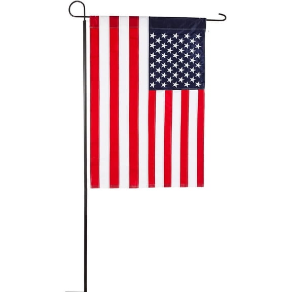 ANHXN Oversized Metal Outdoor Flag Stand | Sturdy Solid Steel | Black | Smaller American Flag and Seasonal | Home Garden Planter House Dcor