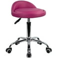 thumbnail image 1 of ANHXN PU Leather Round Rolling Stool with Back Rest Height Adjustable Swivel Drafting Work SPA Task Chair with Wheels, 1 of 14