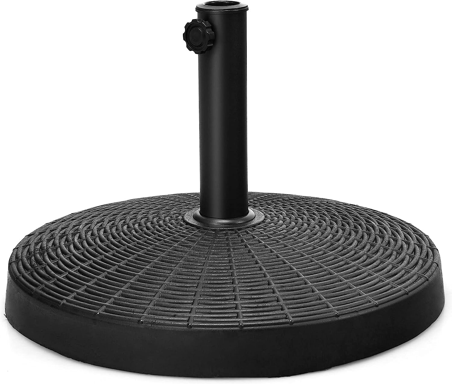 ANHXN Patio Umbrella Base,Round Market Umbrella Stand for 1.5''-1.9'' Umbrella Poles, Heavy Duty Resin Base with Metal Support Holder for Deck Garden Poolside