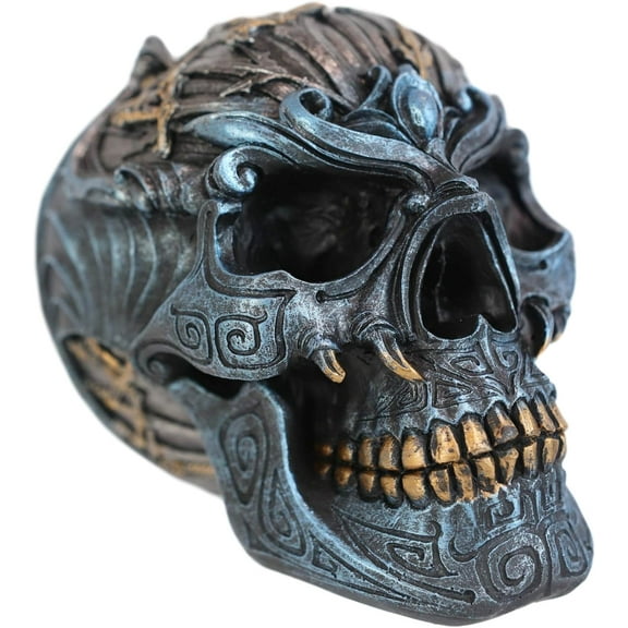 ANHXN Predator Bat Cranium Skull with Valyrian Steel Blade Swords Decorative Figurine Ossuary Macabre Halloween Alien Relic Skulls Statue