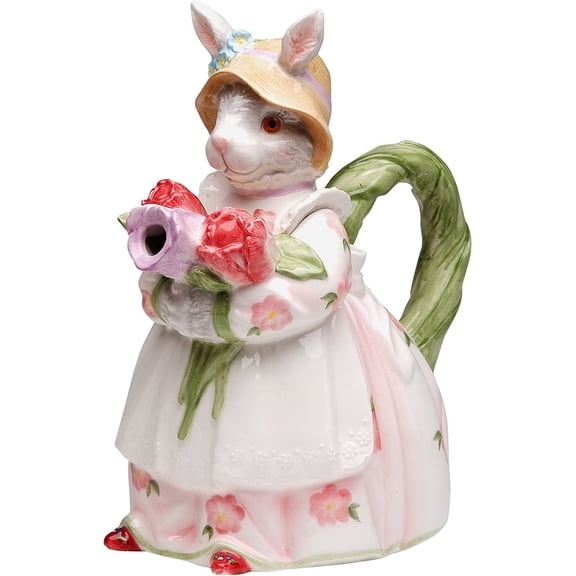 ANHXN SS-CG-30216 9" Mrs. Bunny in Spring Rose Dress Teapot Service for One