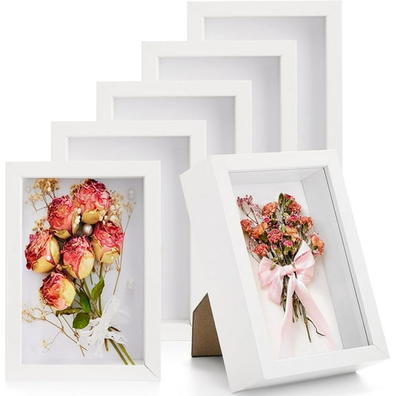 ANHXN  Shadow Box Frame,  Wood Picture Frame Memory Display Case for Bouquets, Photos, Medals, Wall, Tabletop