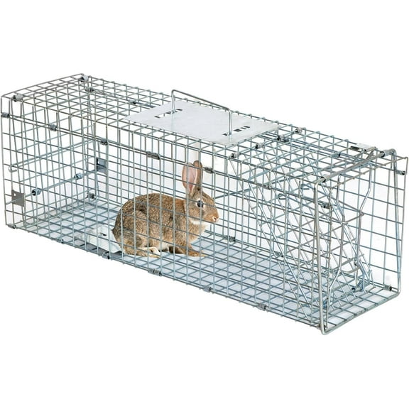 ANHXN Small Live Animal Trap Steel Cage Catch and Release One Door Humane Rodent Cage Trap for Little Rabbits/Stray Cats/Squirrel/Skunk/Mink/Opossum Outdoor Animals