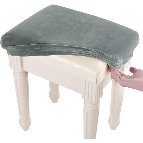 ANHXN Soft Velvet Vanity Bench Cover, Stretch Washable Rectangle Saddle Bar Stool Slipcover。Different colors and specifications to choose from