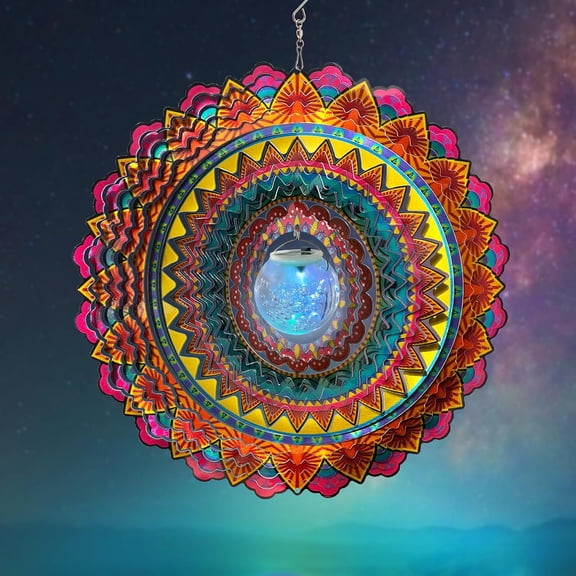 ANHXN Solar Windmill, Stainless Steel Hanging Windmill Gift, Garden Decoration