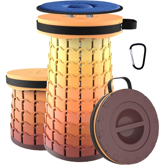 ANHXN Upgraded Collapsible Stool, Heavy Duty Portable Folding Stool , Retractable Telescoping Foldable Seat for Camping Fishing Hiking Travel BBQ