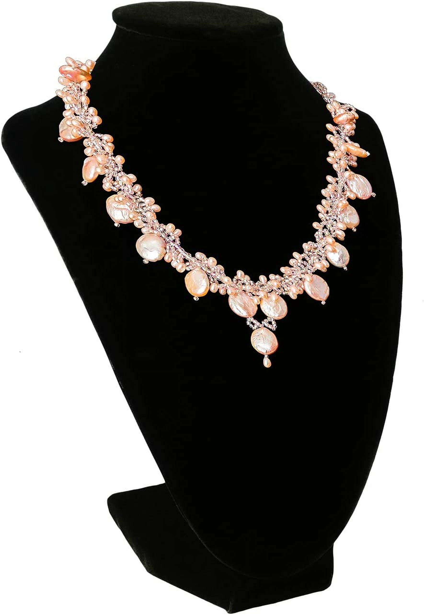 ANHXN Velvet Jewelry Easel Necklace Chain Display Bust Stand Tower Rack ...