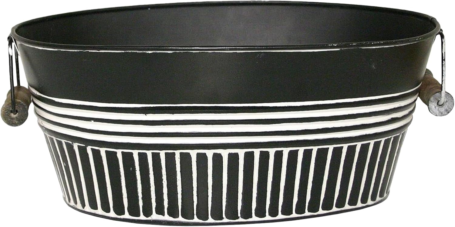 ANHXN Vintage Basin Metal Planter with Handle, Lightweight Indoor ...