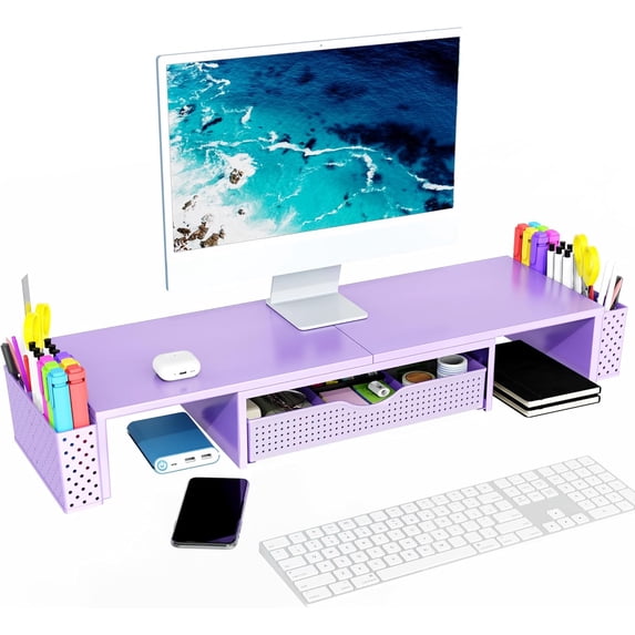 ANHXN desktop organizer and accessories, monitor stand with drawers and pen holders, office supplies desktop accessories, and workspace desktop organizer
