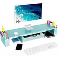 thumbnail image 1 of ANHXN desktop organizer and accessories, monitor stand with drawers and pen holders, office supplies desktop accessories, and workspace desktop organizer, 1 of 8