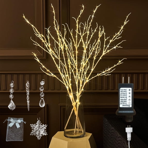 ANHXN lighting branch with timer plug-in willow branch with fairy lamp flower vase branch, outdoor and indoor festival party decoration