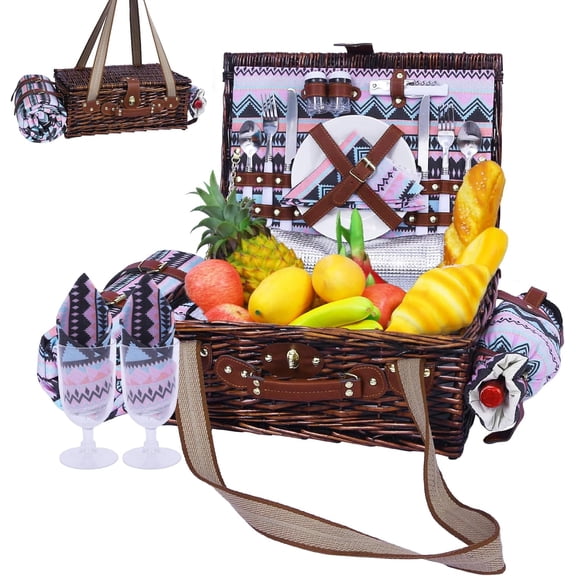 ANHXN picnic basket, suitable for outdoor activities, camping, beaches, romantic dates, Valentine's Day. Different colors to choose from