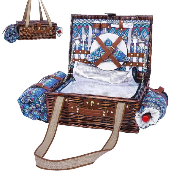 ANHXN picnic basket, suitable for outdoor activities, camping, beaches, romantic dates, Valentine's Day. Different colors to choose from