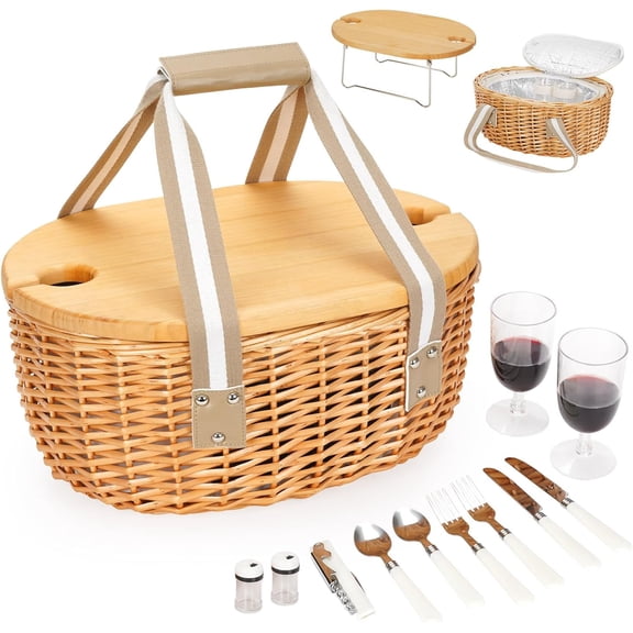 ANHXN picnic basket - suitable for outdoor camping and an excellent gift for weddings and birthdays. Different specifications and colors to choose from