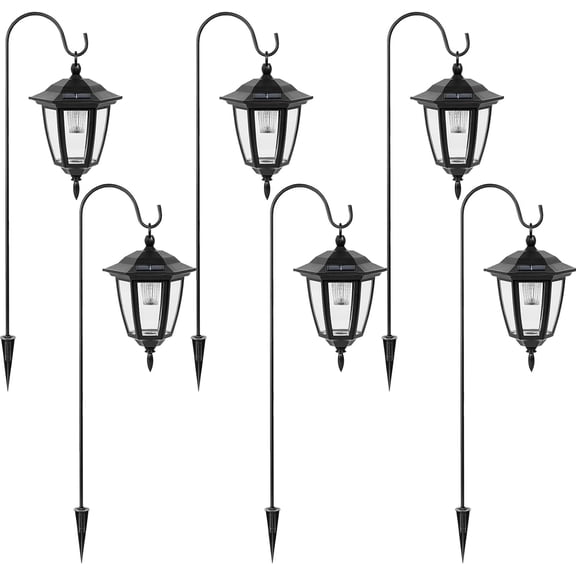 ANHXN solar pendant light, shepherd hook light, lighting mode, decorative solar lantern light, suitable for garden decoration, courtyard, backyard, and passage