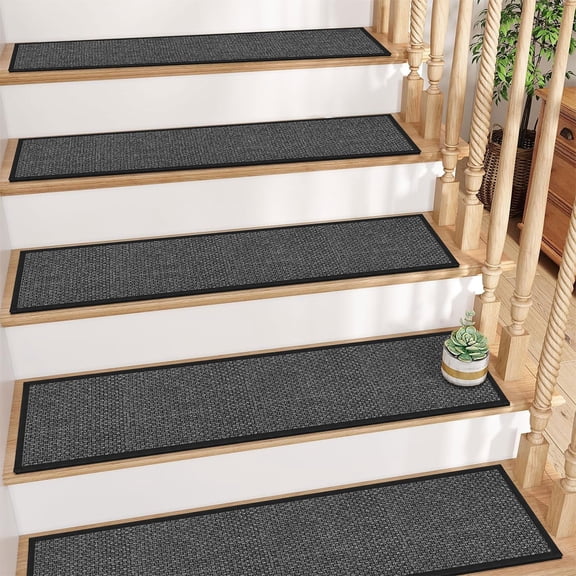 ANHXN staircase carpet anti slip, with rubber backing, basement safety adhesive staircase carpet tread. Different colors to choose from
