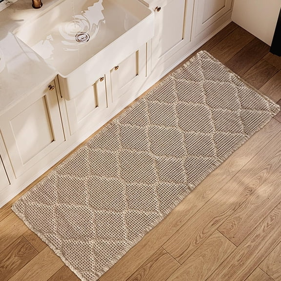 ANHXN waffle bath mat, high water absorption anti slip long bathroom track blanket. Different colors to choose from