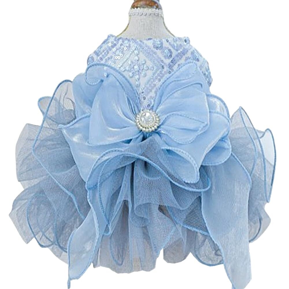 ANIAC Gray Dog Dress for Small Dogs Female,Bow Knot Girl Puppy Clothes with Detachable Pearl Necklace, Elegant Cat Dress, Formal Pet Pary Outfit for Wedding Birthday Valentines (Gray, Large)