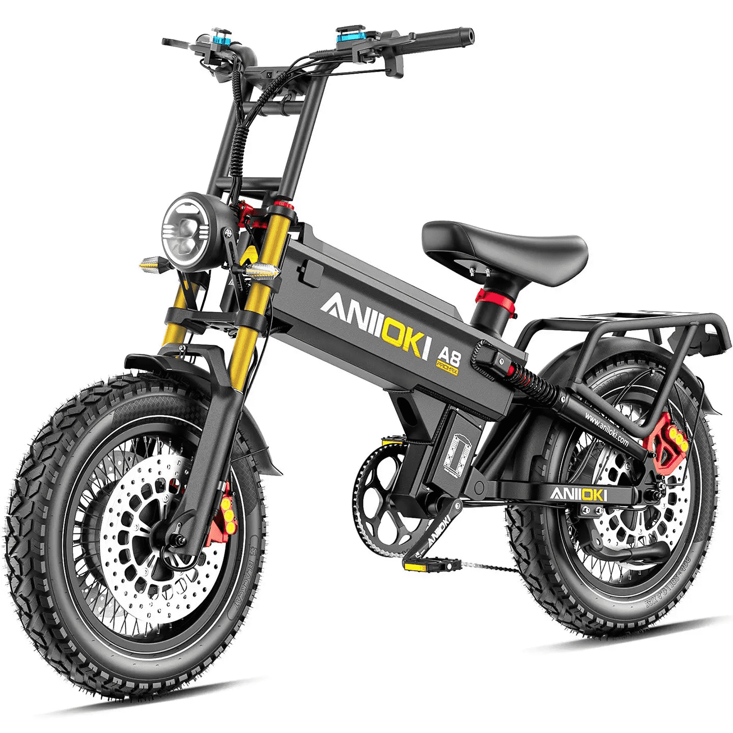 ANIIOKI A8 Pro Max 60V 70Ah Mountain Electric Bike for Adult, 230 Miles Long Range, 5600W Dual Motor,47mph,UL2849,CBS & Dual Front Disc Brakes, Smart Media System, New Charger Technology, Black