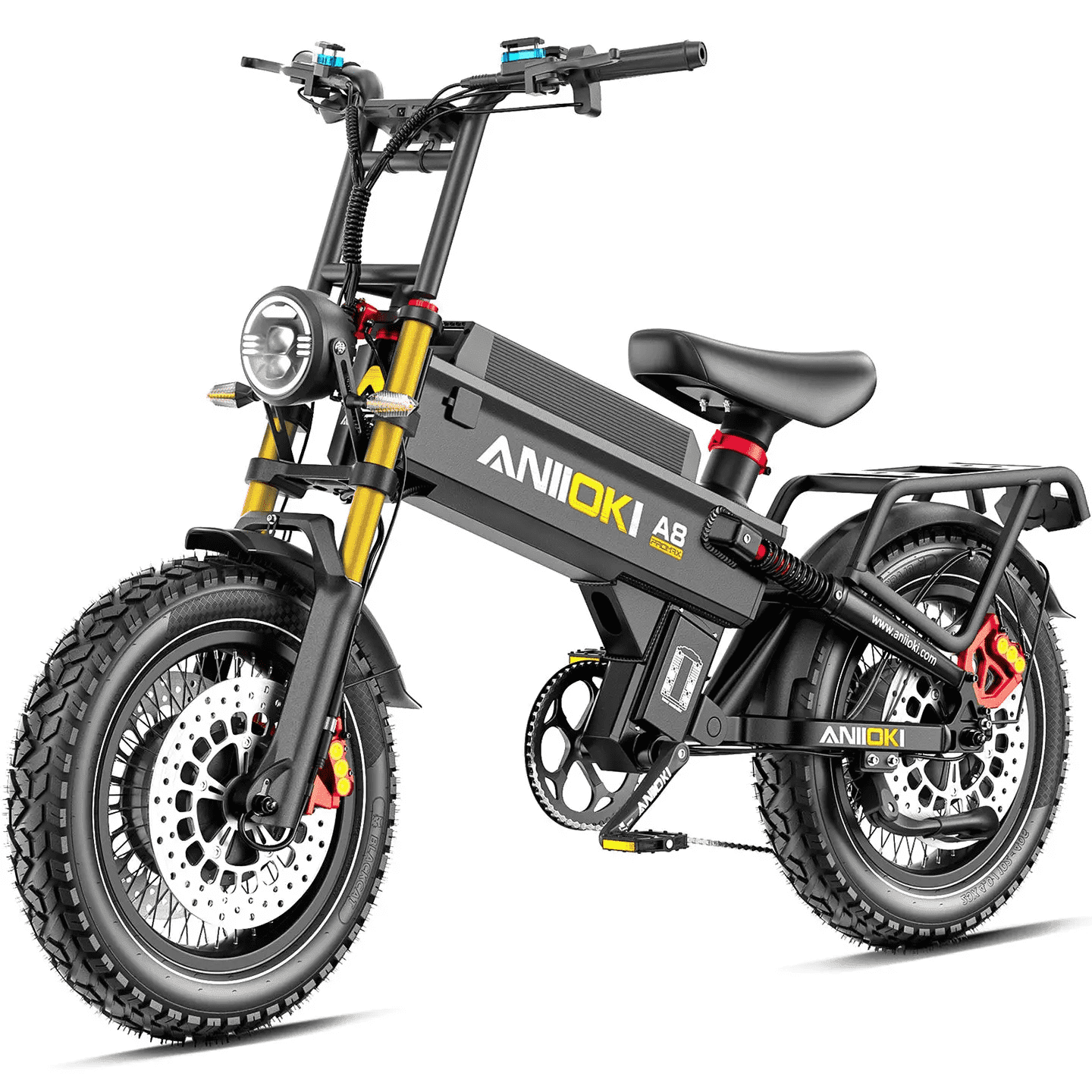 ANIIOKI A8 Pro Max 60V 80Ah Mountain Electric Bike for Adult, 235 Miles Long Range, 6000W Dual Motor,47mph,UL2849,CBS & Dual Front Disc Brakes, Smart Media System, New Charger Technology, Black