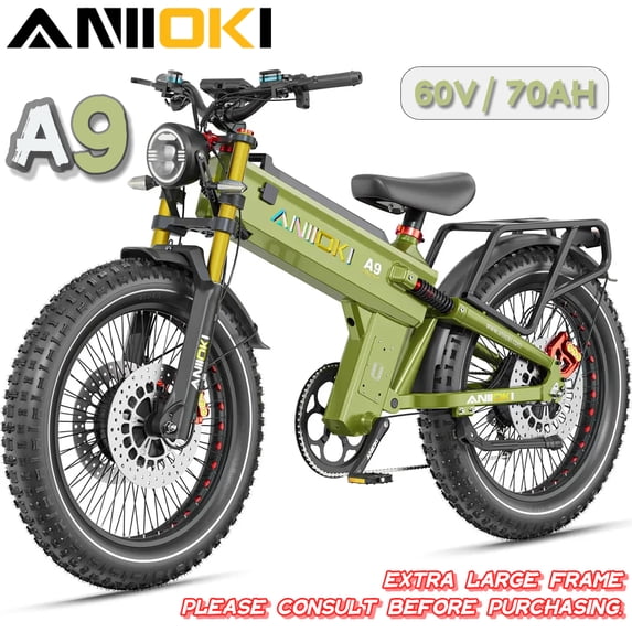 ANIIOKI A9 Pro Max 5600W Dual Motor Ebike for Adults,60V 70Ah Battery,26"x4.8" Fat Tires,Full Suspension,CBS Hydraulic Brakes
