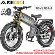 ANIIOKI A9 Pro Max 6000W Dual Motor Ebike for Adults,60V 80Ah Battery,46 MPH,26x4.8 Fat Tires,Full Suspension,500 lb Max Load