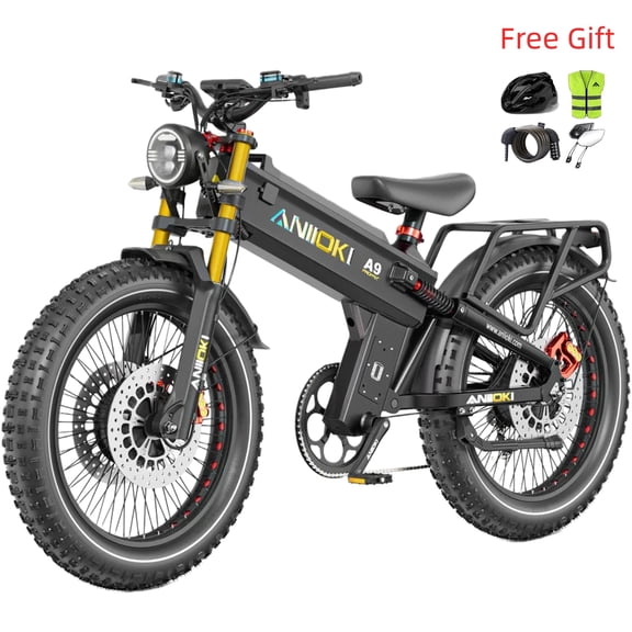 ANIIOKI A9 Pro Max 60V 70Ah Dual Motor Electric Bike,5600W Peak,26"x4.8" Fat Tire E-Bike,Hydraulic Disc Brakes,Shimano 7-Speed