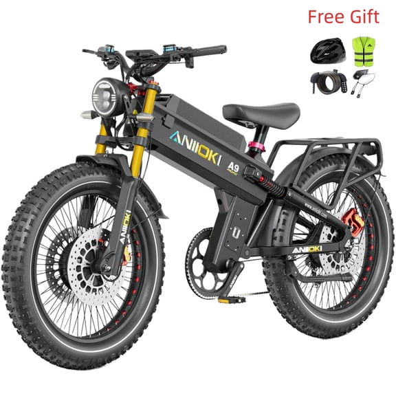 ANIIOKI A9 Pro Max 60V 80Ah Dual Motor Electric Bike,6000W Peak,26"x4.8" Fat Tire E-Bike,CBS Hydraulic Brakes,7-Speed Shimano