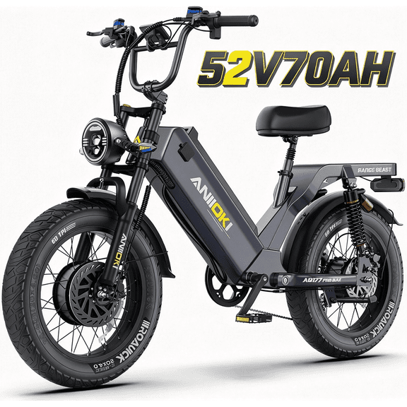 ANIIOKI AQ177 PRO MAX Motorized Dirt Bike, 2800W Peak Dual AWD Motor, Removable Battery, 20"4.0 Fat Tire, Full Suspension, Shimano 7-Speed, Hydraulic Brake, UL2849 Certified