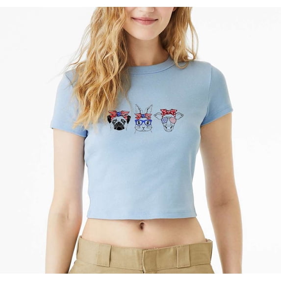 ANIMAL AMERICA FLAG Micro Rib Baby Crop Tee