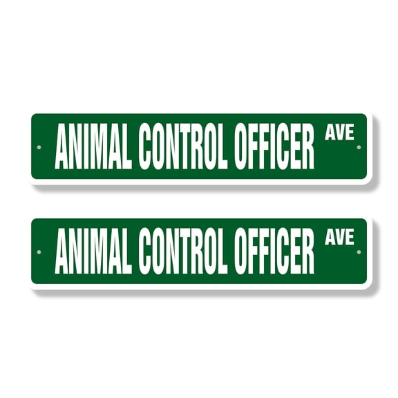 ANIMAL CONTROL OFFICER Classic Street Sign (2 Pack) pound dog catcher dogcatcher funny Road Sign | 4" X 18" Plastic Address Sign