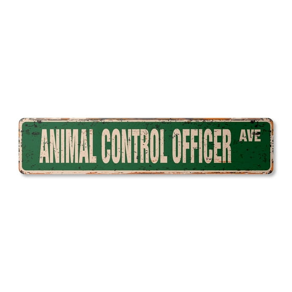 ANIMAL CONTROL OFFICER Vintage Plastic Street Sign pound dog catcher dogcatcher funny | Indoor/Outdoor |  36" Wide